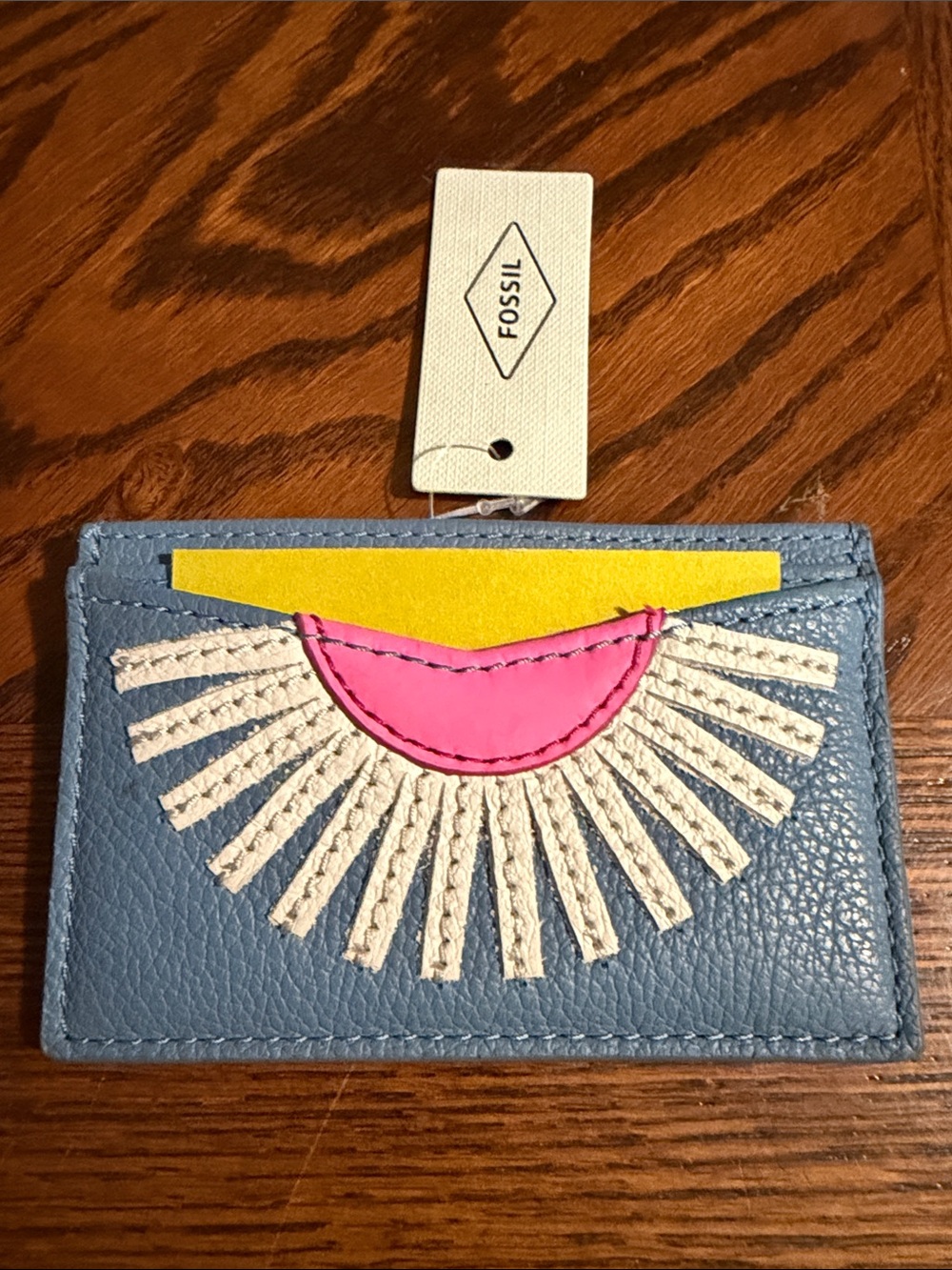 Fossil Light Blue Leather Card Sleeve - Picture 6 of 6
